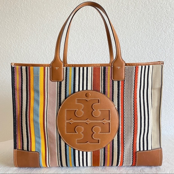 Tory Burch ELLA multi color Webbing logo tote - Picture 2 of 14